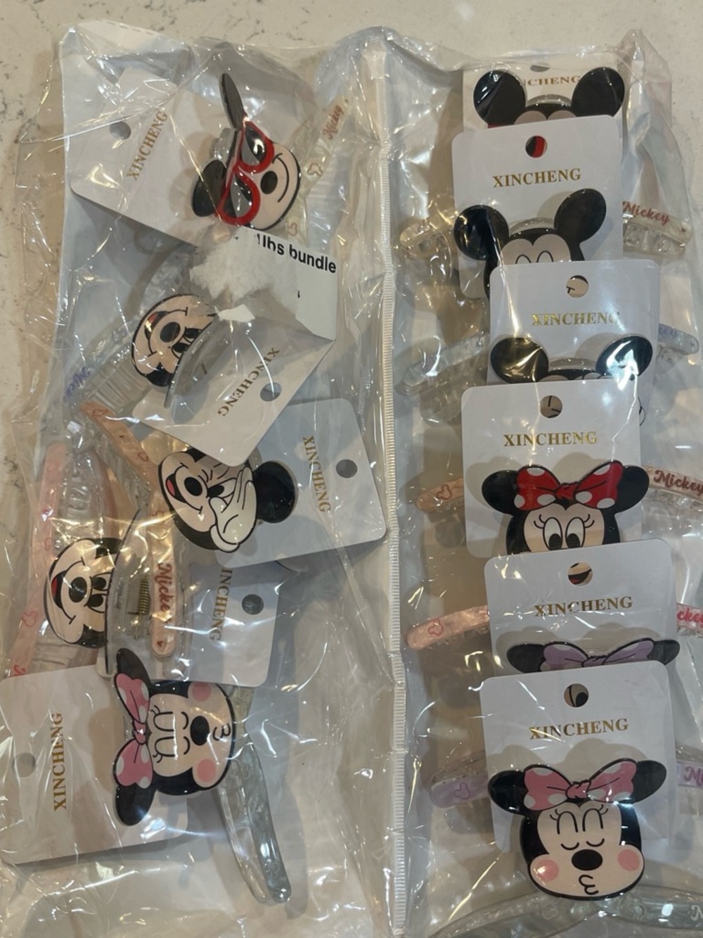 11 Kids Mouse Cartoon Hair Clips - Pink & Black